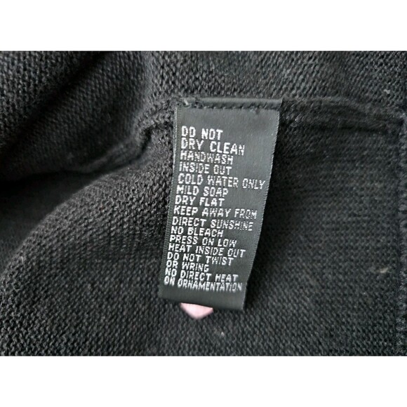 Michael Simon M Cardigan Dog Sweater Kiss Lips Embroidered Beaded Black Pink - Picture 16 of 16